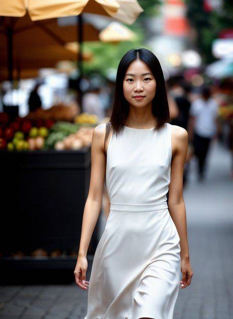 AI generated Asian babe Mira Delta walks naked through the city - #1