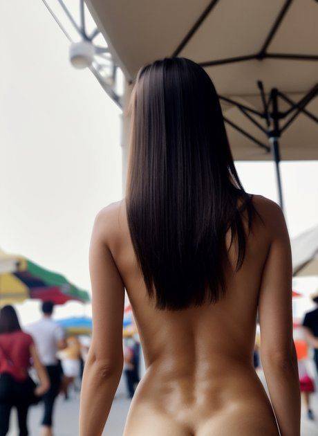 Black-haired AI generated Asian teen Mira Delta gets naked and walks in public - #5