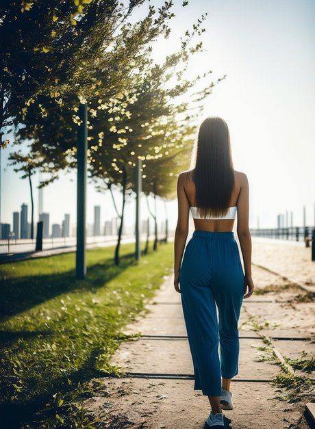 AI generated beauty Alison Kanna exposes her slim figure around the city - #1