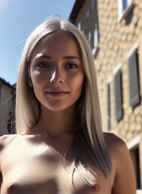 Pretty AI generated blonde Lisa Faina shows her perfect booty outdoors - #8