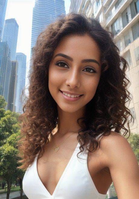 Curly-haired beauty strips in public & shows her perfectly shaped body - #1