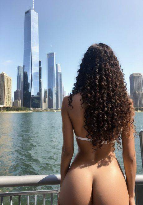 Curly-haired beauty strips in public & shows her perfectly shaped body - #4