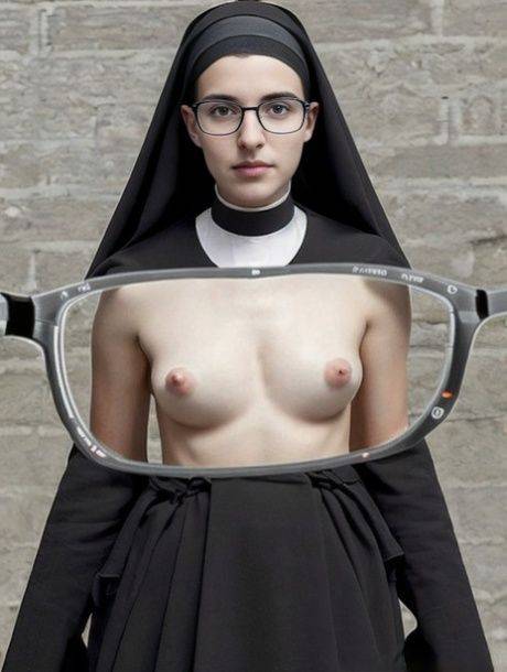 AI generated nun Rita Nun gets her titties watched through glasses - #3