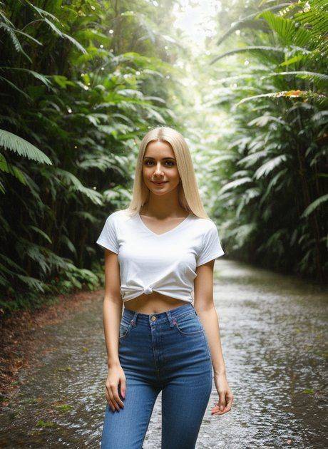 Slim blonde teen Floren Enigma removes her clothes and poses nude outdoors - #1