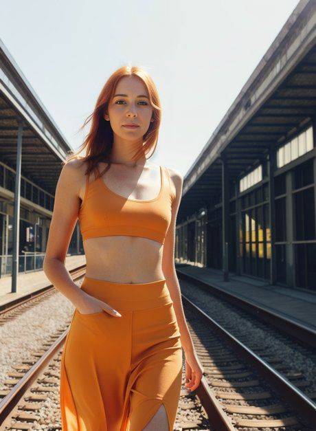Redheaded AI generated doll Liza Hunswot shows her boobs in public - #1