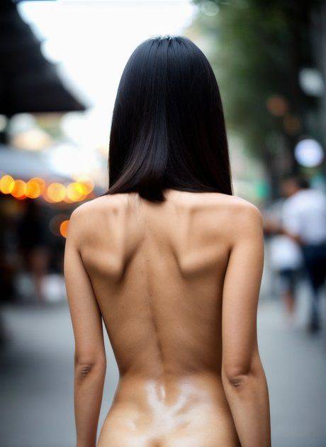 AI generated Asian girl walks completely naked through the city - #7