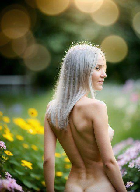 Lifelike AI generated blonde babe Lisa Faina shows off her tiny tits outdoors - #5