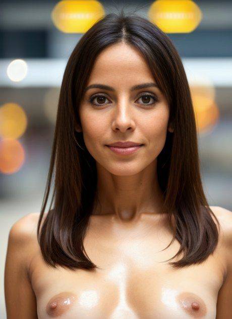Brunette hottie Susan Beta exposes her natural tits and poses in a store - #7