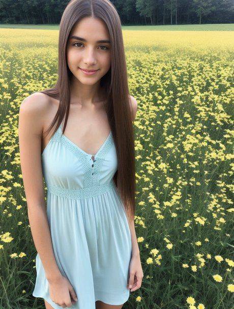 Pretty AI generated teen Ash Baby shows off her perfect petite body outdoors - #1