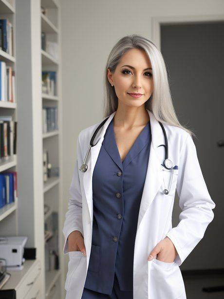 AI generated hottie Elisa Diclins poses naked & in her doctor's uniform - #10