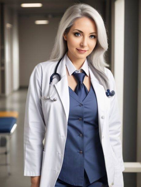AI generated hottie Elisa Diclins poses naked & in her doctor's uniform - #9