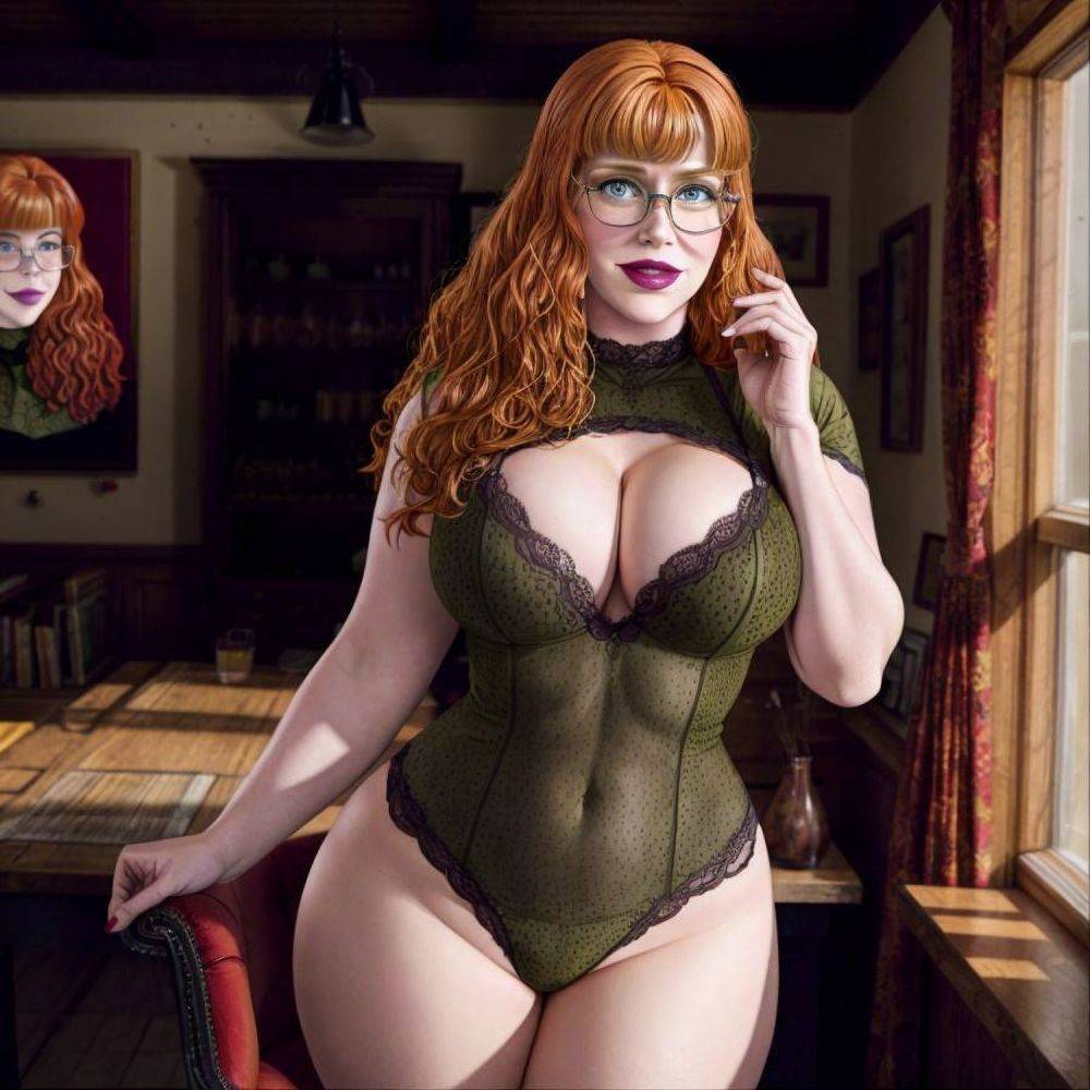 AI-generated thick curvy redheaded nerd with glasses - #1