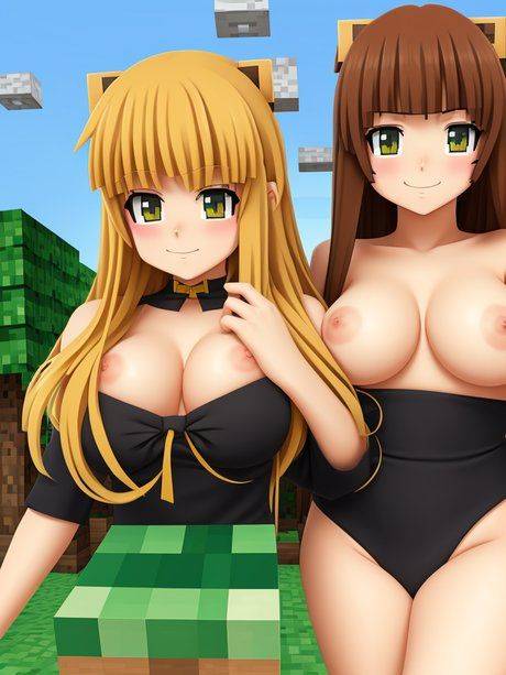 Pretty AI generated Hentai girls flaunt their big boobs outdoors - #10