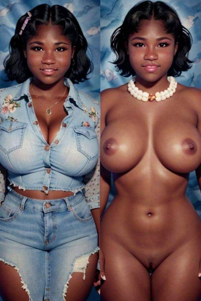 Cute curvy ebony AI-generated teen with huge tits & DSLs ready for tributes - #14