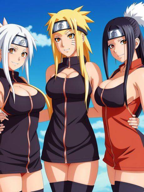 AI generated Hentai beauties unveiling their big boobs outdoors - #3