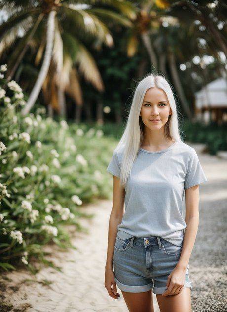 Petite AI generated babe Lisa Faina shows her small tits at the beach - #2