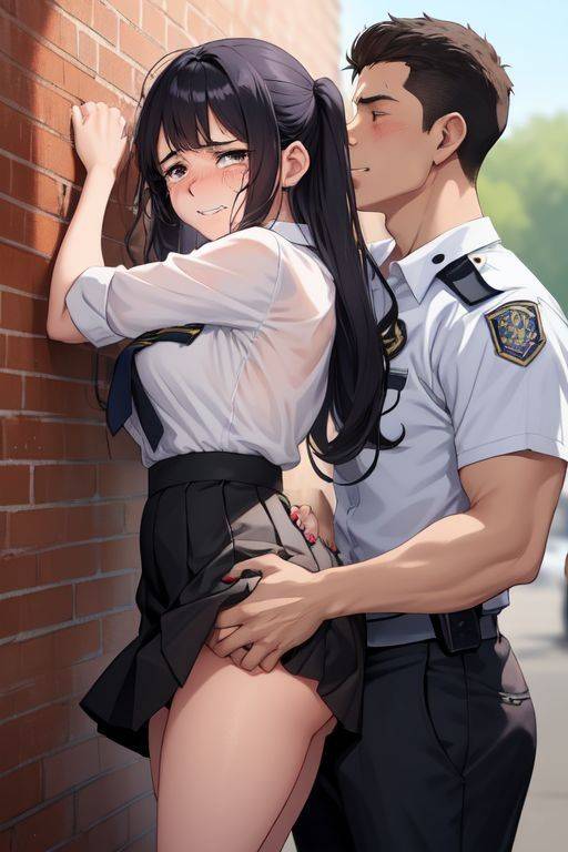AI Anime schoolgirls being "seached" by police - #1