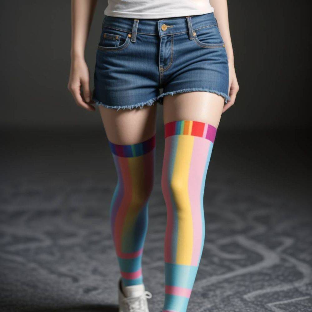 AI- thigh-high sexy colorful socks - #19