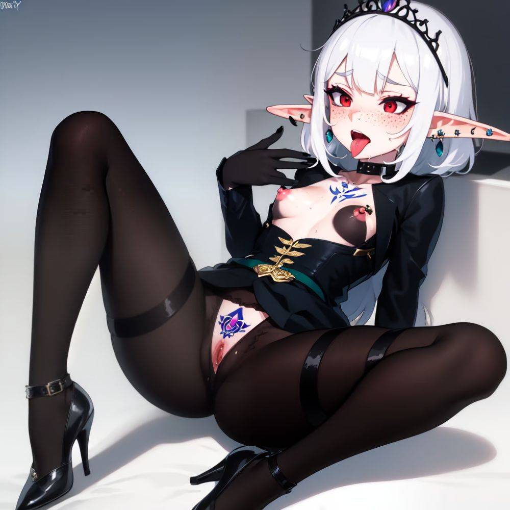 ai white haired elf with red eyes - #19