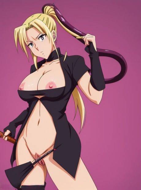 Blonde busty hentai warrior Riza Hawkeye poses naked in a solo show - #15