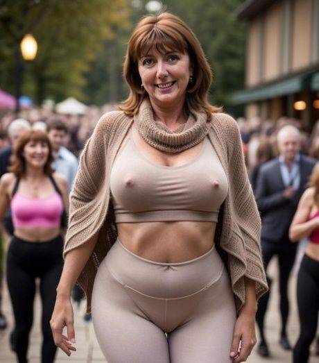 AI generated old mom reveals her grand big boobs and poses in public - #1