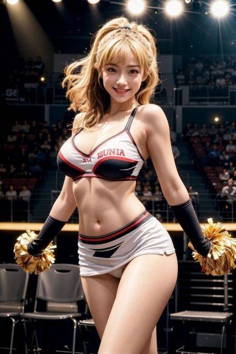 AI generated Asian cheerleaders Suzie show their hot bodies and tits - #2