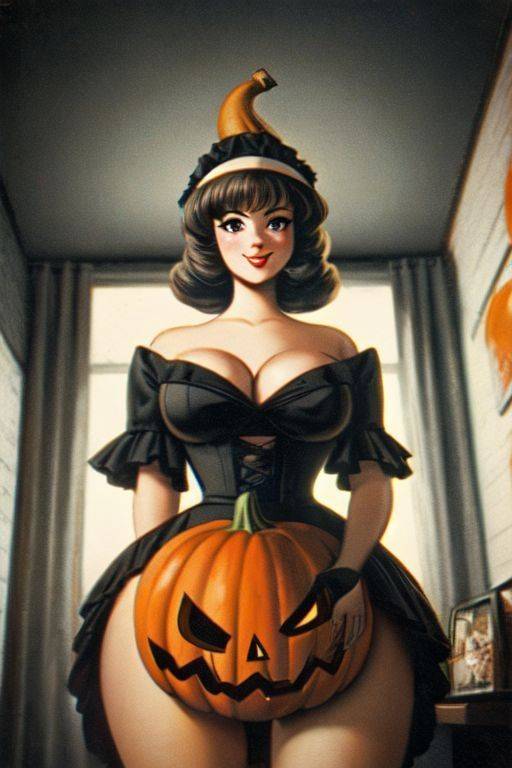 Vintage Style Halloween AI Futanari Artwork That I Generated - #19