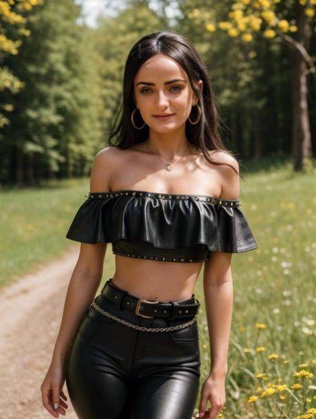 Pretty AI generated babe shows her lovely tits in a sexy outdoor compilation - #6