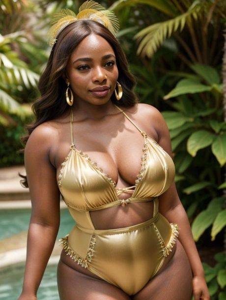 Voluptuous ebony AI generated beauty teasing with her amazing curves - #4