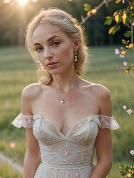 Petite AI generated babe Golist shows her perfect teen tits outdoors - #7