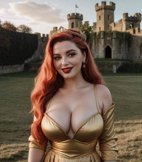 Voluptuous AI generated redheaded teen Duchis flaunts her big juggs in a solo - #10