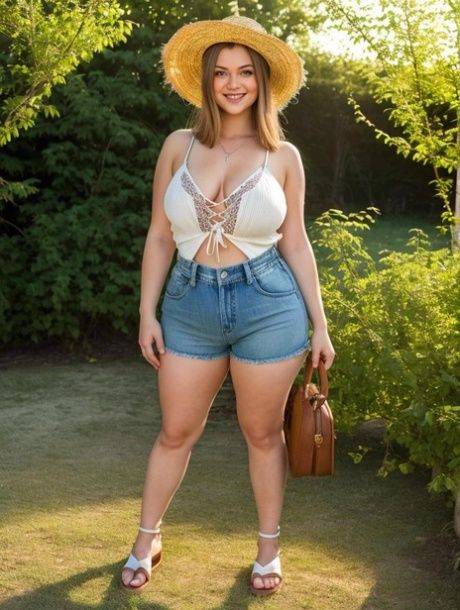 Pretty AI generated babe Mortola flaunts her amazing curves in nature - #7