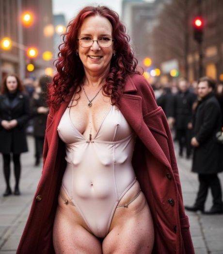 AI generated granny Micert shows her lovely tits in a sexy outdoor compilation - #8