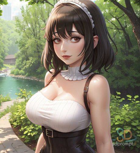 Adorable AI generated brunette Pitonsal flaunts her milking big boobs - #1