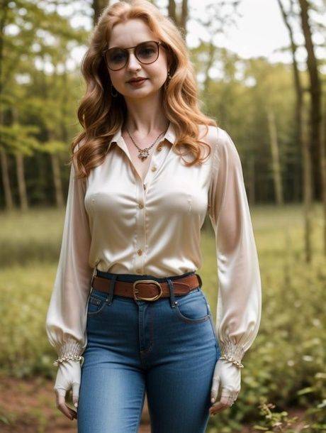 Beautiful AI generated model Contadel shows her lovely tits near the woods - #9