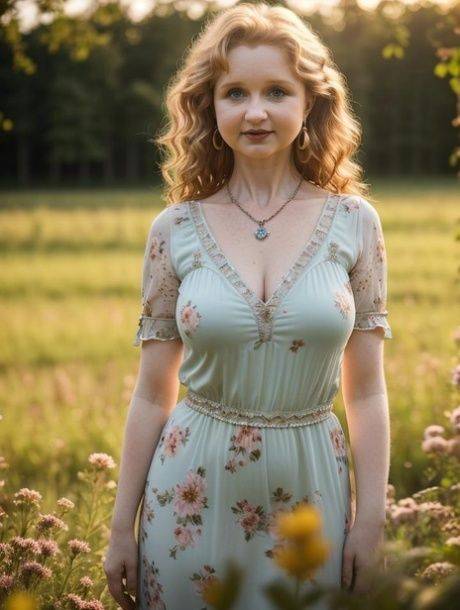 Beautiful AI generated model Contadel shows her lovely tits near the woods - #1