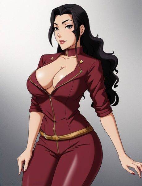 Kinky AI generated babe Asami Sato shows off her huge shiny juggs - #6