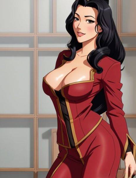 Kinky AI generated babe Asami Sato shows off her huge shiny juggs - #11