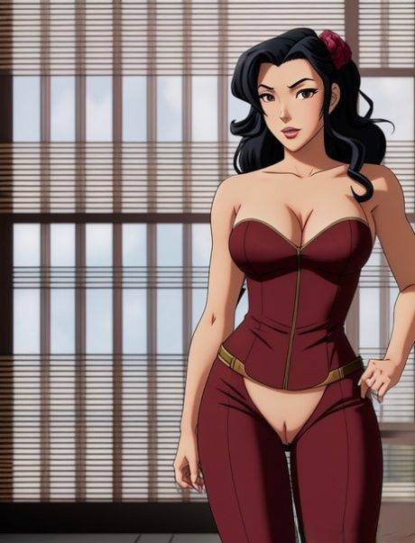 Kinky AI generated babe Asami Sato shows off her huge shiny juggs - #1