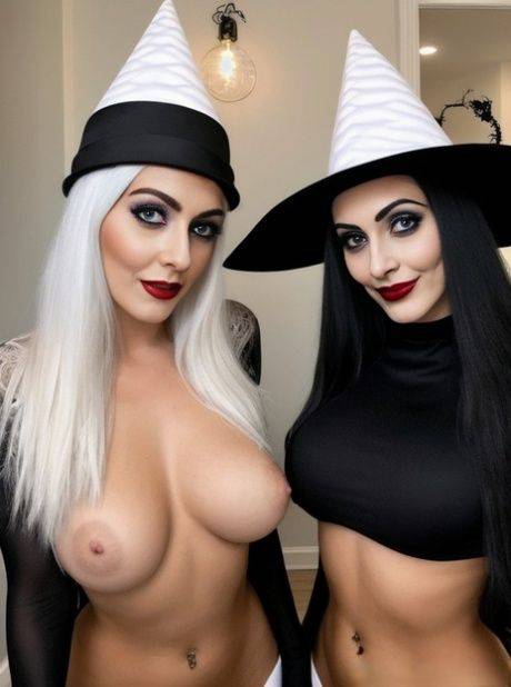 AI generated Nellie Emery and her busty friends drop their Halloween costumes - #5