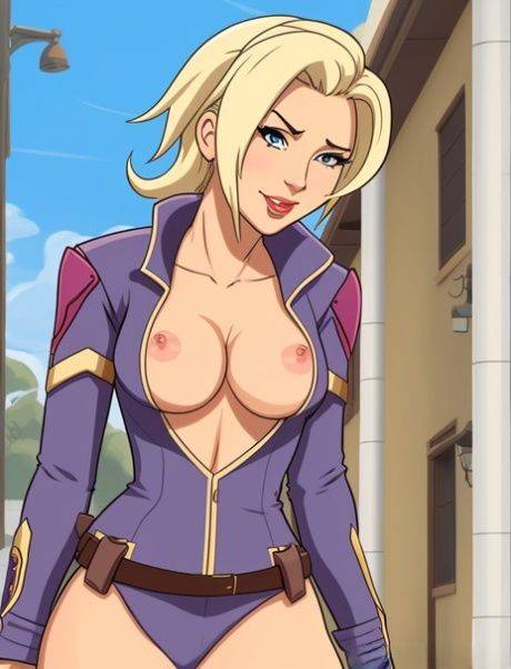 Stunning anime babe Mercy showing off her phenomenal curves in a solo - #7