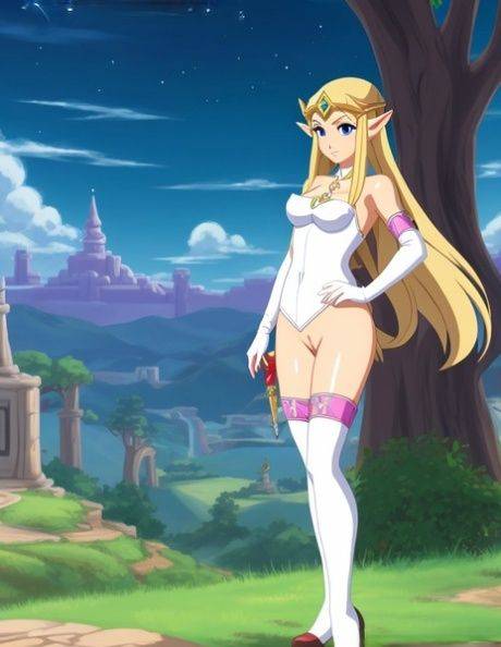 Hentai babe Princess Zelda shows off her petite body and her big boobs - #5