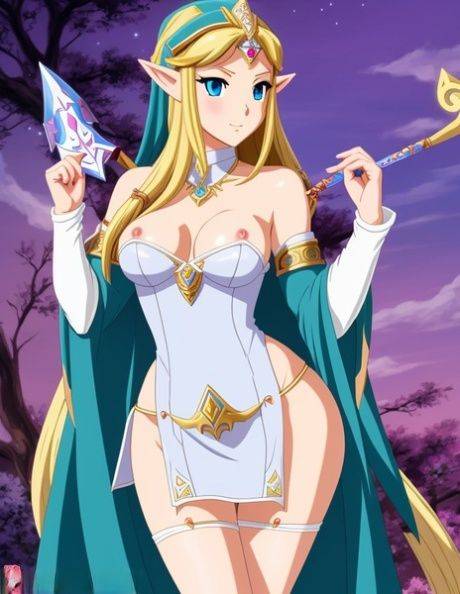 Hentai babe Princess Zelda shows off her petite body and her big boobs - #2