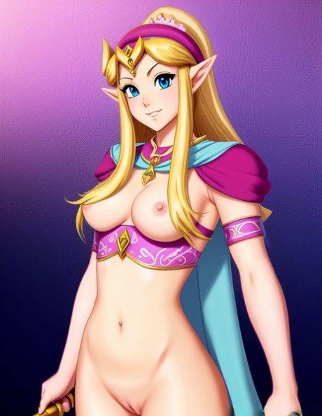 Hentai babe Princess Zelda shows off her petite body and her big boobs - #7