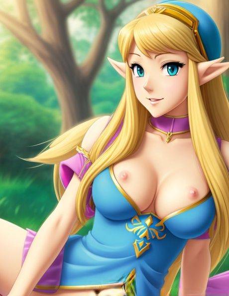 Hentai babe Princess Zelda shows off her petite body and her big boobs - #3