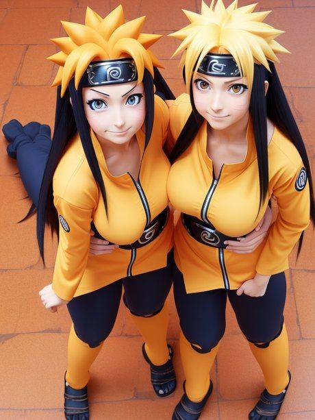 AI generated Hentai dolls strip and show off their big juggs outdoors - #5