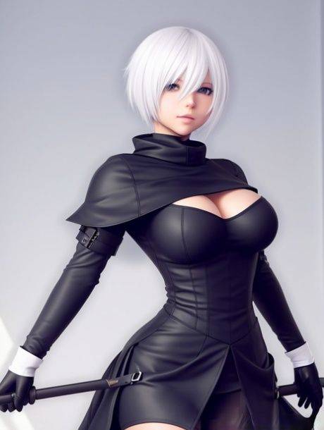 Curvy AI generated Hentai babe Yorha 2b shows off her big tits & her big ass - #7