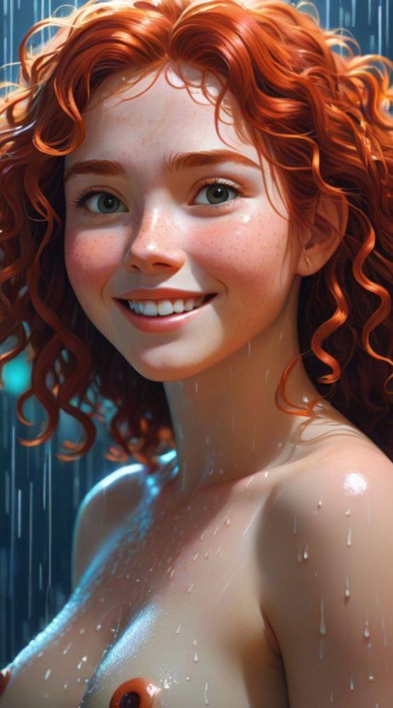 AI generated redhead anime Girls nude - #27