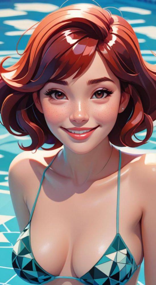 AI generated redhead anime Girls nude - #17