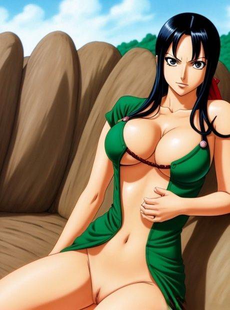 Bombshell Nico Robin teases with her big juggs in her outdoor compilation - #10